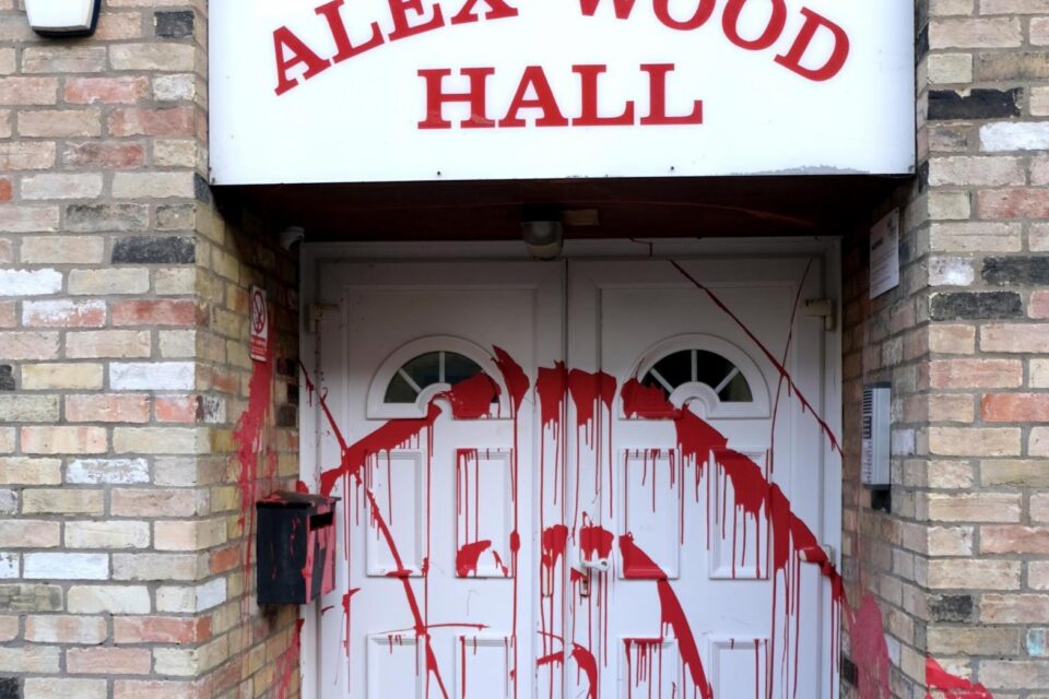 Red paint thrown over Cambridge Labour HQ